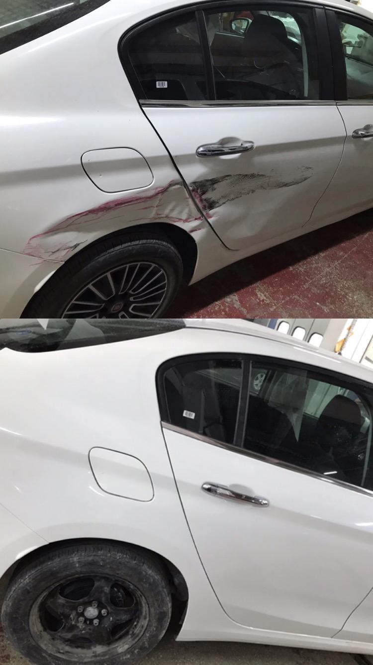 Bursa oto kaporta boya öncesi sonrası — derin çizik onarımı